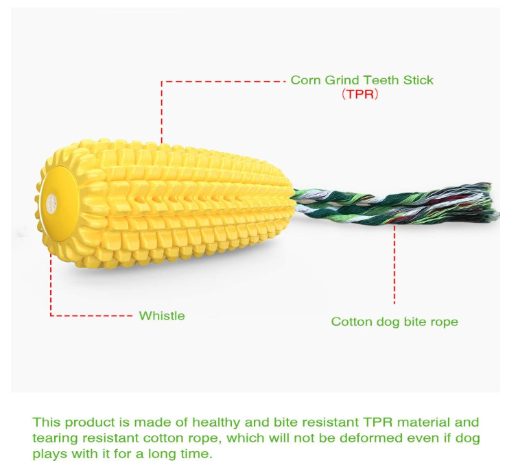 Carllg Dog Chew Toys for Aggressive Chewers, Indestructible Tough Durable Squeaky Interactive Dog Toys, Puppy Teeth Chew Corn Stick Toy for Small Meduium Large Breed