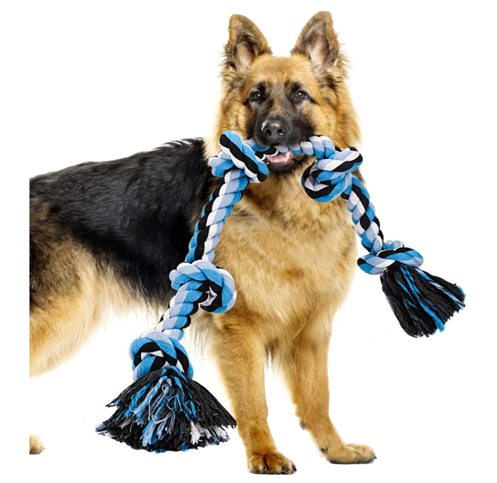 BMAG Dog Rope Toys for Aggressive Chewers, Interactive Heavy Duty Dog Toys for Medium Large Dogs, Tough Twisted Rope Toy with 5 Knots