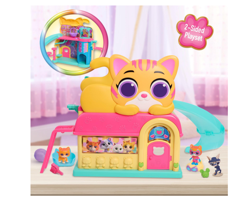 ust Play Disney Junior SuperKitties Purr ‘N’ Play Playset and Figures, 12-pieces, Lights and Sounds, Kids Toys for Ages 3 Up