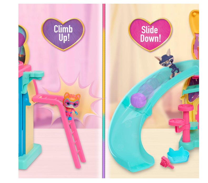 ust Play Disney Junior SuperKitties Purr ‘N’ Play Playset and Figures, 12-pieces, Lights and Sounds, Kids Toys for Ages 3 Up