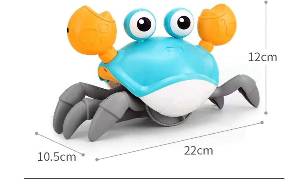 SKY-TOUCH Electric Runaway Crab Crawling Crab Baby Toy with Music and LED Light Up Toddler Interactive Learning Development Toy with Automatically Avoid Obstacles For Babies, Toddlers and Kids