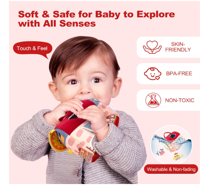 Baby Toys 6-12 Months -Mini Farm Animals Shape Sorter Toys with 6pc Stuffed Farm Animals Plush toy, Rattle, Crinkle Paper, Mirror - Busy Montessori Toy for Babies, Sensory Toys for Toddlers 1-3 Year