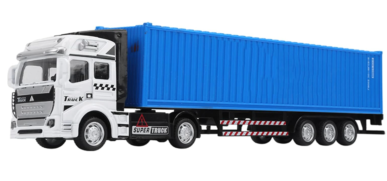 Keenso 1: 48 Simulated Container Truck Model Toy, Pull Back Truck Model Toy for Kids (Blue)