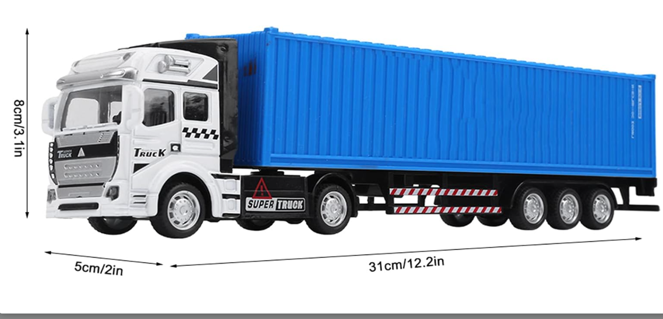 Keenso 1: 48 Simulated Container Truck Model Toy, Pull Back Truck Model Toy for Kids (Blue)