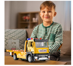 BDTCTK फ्रिक्शन पावर्ड फ्लैटबेड ट्रक टॉय, लाइट्स और साउंड के साथ, पुश एंड गो कंस्ट्रक्शन टॉय टो ट्रक, छोटे बच्चों, लड़कों और लड़कियों के लिए बेहतरीन उपहार।