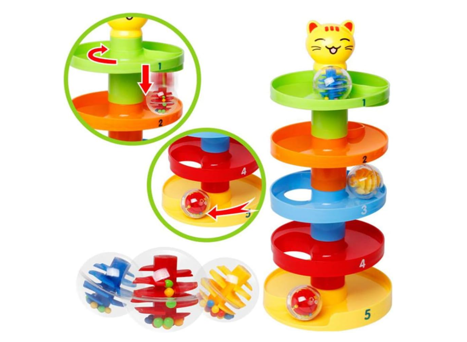 Playmate Super Spiral Tower - Ball Drop And Roll Activity Toy Cat Toys For Baby Toddler, Learning Tower, Go Ramp