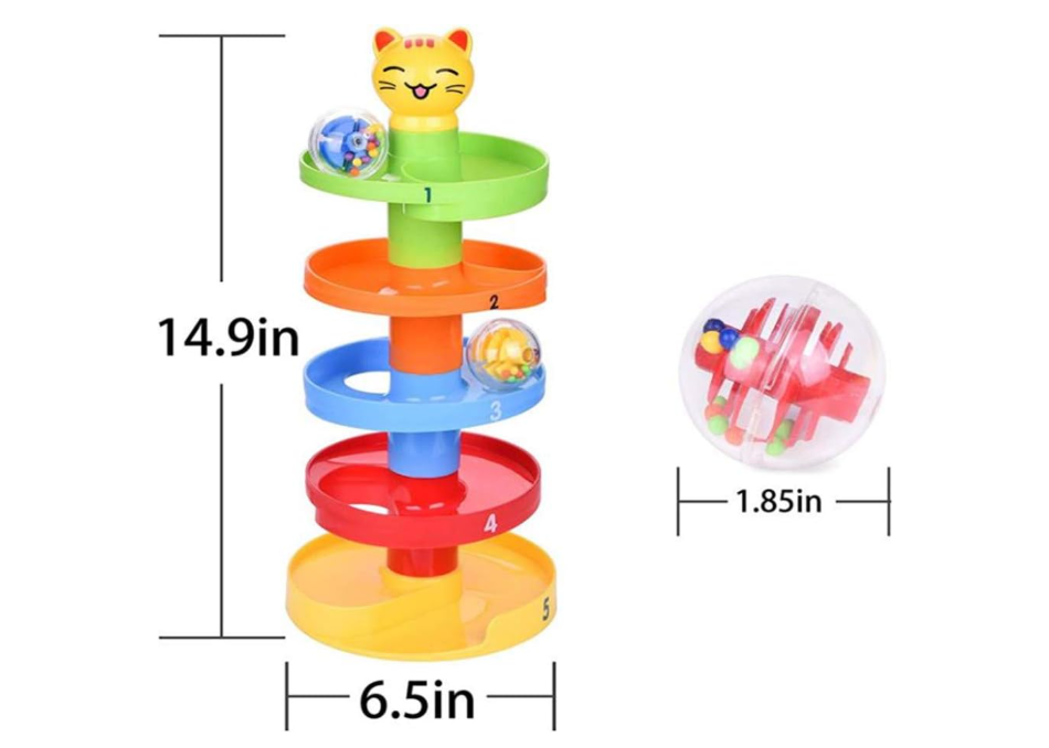 Playmate Super Spiral Tower - Ball Drop And Roll Activity Toy Cat Toys For Baby Toddler, Learning Tower, Go Ramp