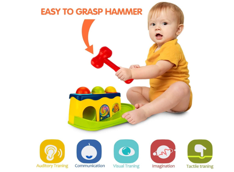 Baybee Hammering Pounding Bench Toys for Kids with Ball Roll Rover, Hammer Toy & 3 Balls | Pound a Ball Early Toy | Hammer Case Pounding Bench For Kids 1 2 3 Years Boys Girls (Hammer Toy)