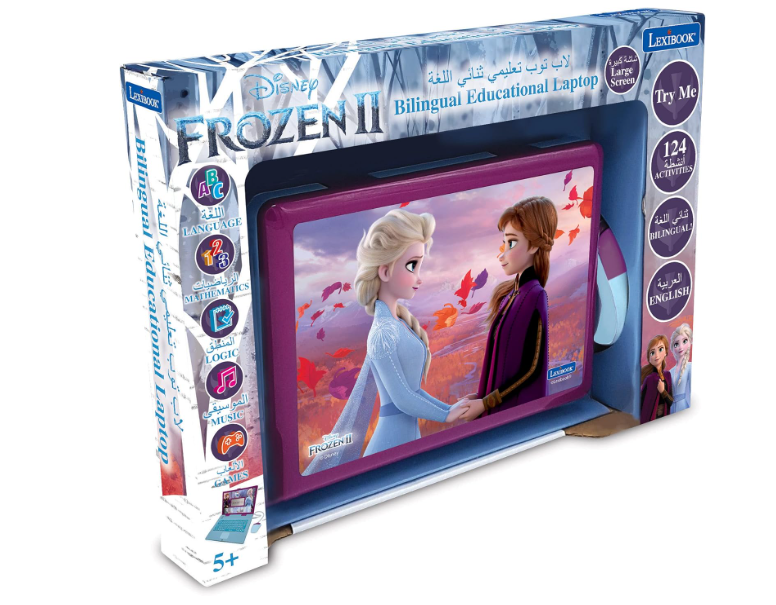 Lexibook Educational and Bilingual Laptop Arabic/English - Toy for Child Kid 124 Activities, Learn Play Games and Music with Frozen - Purple/Blue JC598FZi13