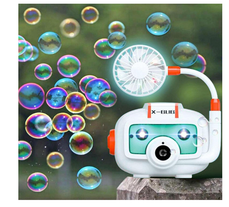 Automatic Bubble Camera Machine Toy with Light & Music, Electric Fan Bubble Blower Play Summer Toys, Outdoor Party Favors Bubble Maker Gift for Kids Boys Girls Ages 3+