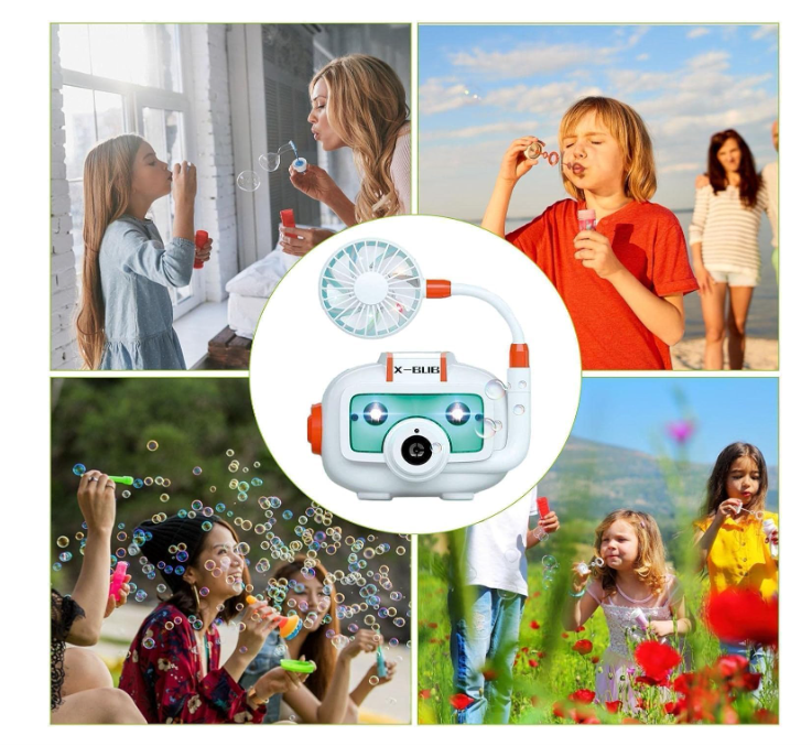 Automatic Bubble Camera Machine Toy with Light & Music, Electric Fan Bubble Blower Play Summer Toys, Outdoor Party Favors Bubble Maker Gift for Kids Boys Girls Ages 3+