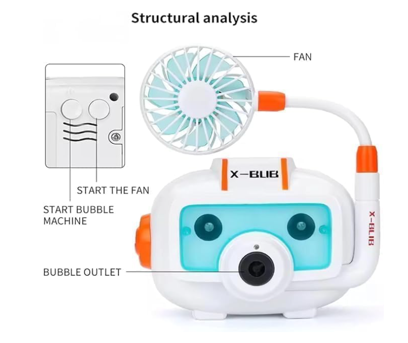 Automatic Bubble Camera Machine Toy with Light & Music, Electric Fan Bubble Blower Play Summer Toys, Outdoor Party Favors Bubble Maker Gift for Kids Boys Girls Ages 3+