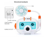 Automatic Bubble Camera Machine Toy with Light & Music, Electric Fan Bubble Blower Play Summer Toys, Outdoor Party Favors Bubble Maker Gift for Kids Boys Girls Ages 3+