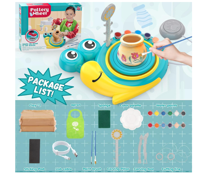 Pottery Wheel for Kids - Complete Art Supplies Arts & Crafts Kit, Crafts for Girls 8-12, Girls Boy Toys Birthday Halloween Christmas Gift for Kids Ages 6 7 8 9 10 11 12+