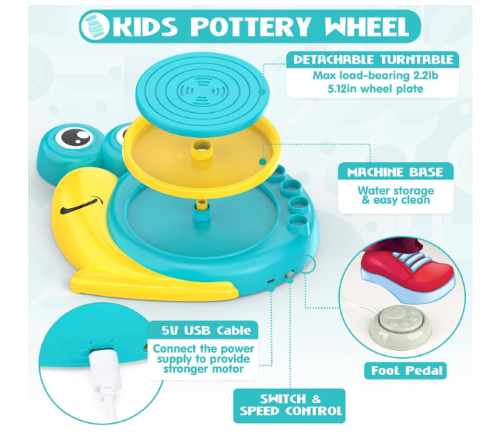 Pottery Wheel for Kids - Complete Art Supplies Arts & Crafts Kit, Crafts for Girls 8-12, Girls Boy Toys Birthday Halloween Christmas Gift for Kids Ages 6 7 8 9 10 11 12+