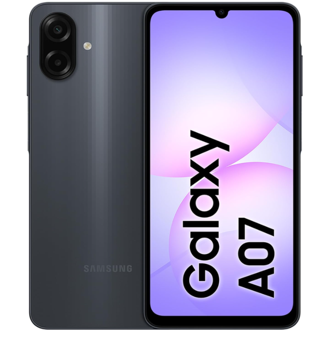 Samsung Galaxy A07 LTE, Android Smartphone, 64GB Storage, 4GB RAM, Black, 6x OS Upgrades, Large Display, 6nm Processor, Travel Adaptor Included (UAE Version)