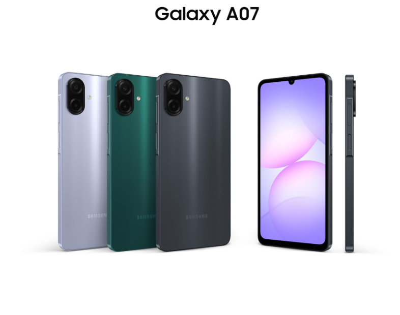 Samsung Galaxy A07 LTE, Android Smartphone, 64GB Storage, 4GB RAM, Black, 6x OS Upgrades, Large Display, 6nm Processor, Travel Adaptor Included (UAE Version)