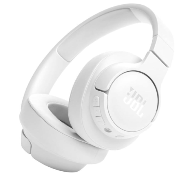 JBL Tune 720BT Wireless Over-Ear Headphones, Pure Bass Sound, Bluetooth 5.3, 76H Battery, Hands-Free Call, Multi-Point Connection, Foldable, Detachable Audio Cable - White, JBLT720BTWHT