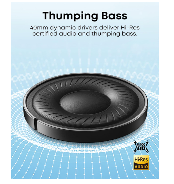 Soundcore by Anker Q20i Hybrid Active Noise Cancelling Headphones, Wireless Over-Ear Bluetooth, 40H Long ANC Playtime, Hi-Res Audio, Big Bass, Customize via an App, Transparency Mode