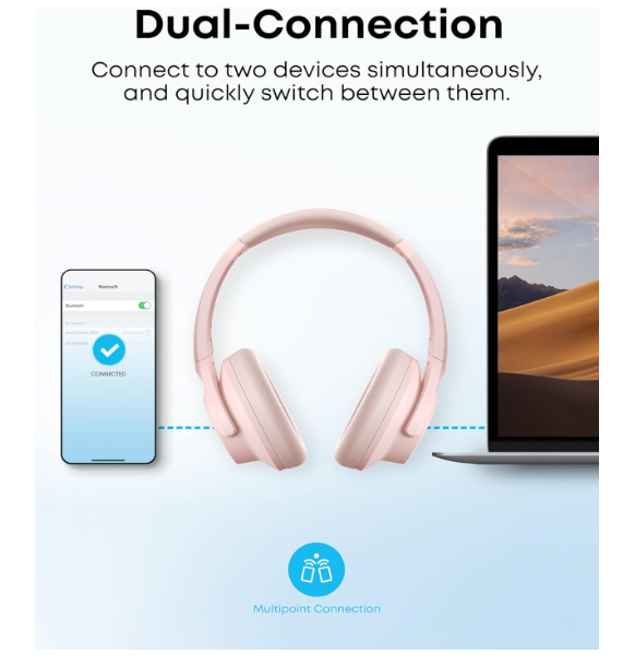 Soundcore by Anker Q20i Hybrid Active Noise Cancelling Headphones, Wireless Over-Ear Bluetooth, 40H Long ANC Playtime, Hi-Res Audio, Big Bass, Customize via an App, Transparency Mode