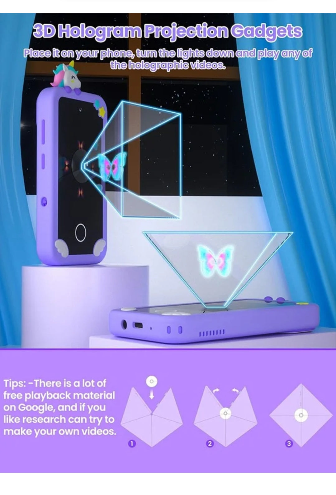 Kids Smart Phone with 3D Holographic Pyramid - Educational Learning Toy