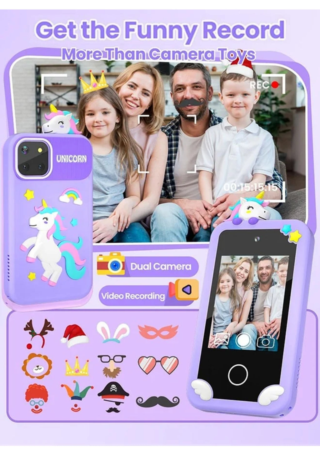 Kids Smart Phone with 3D Holographic Pyramid - Educational Learning Toy