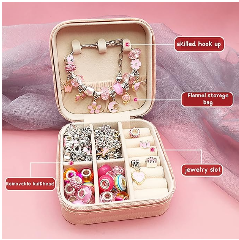 Bracelet Making Kit for Girls - 68 Piece DIY Jewelry Craft Set with Box