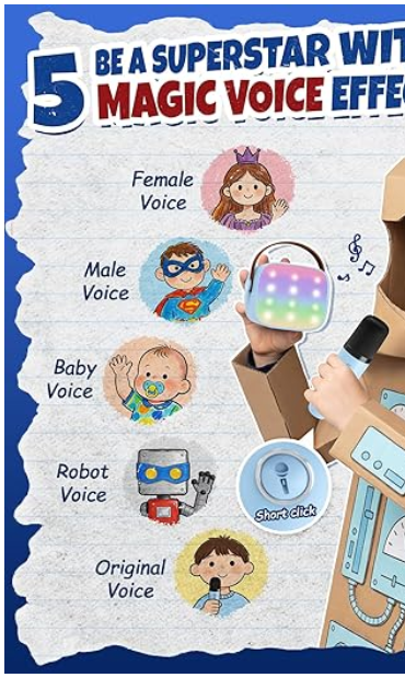 Kids Karaoke Machine with Bluetooth & 2 Wireless Microphones