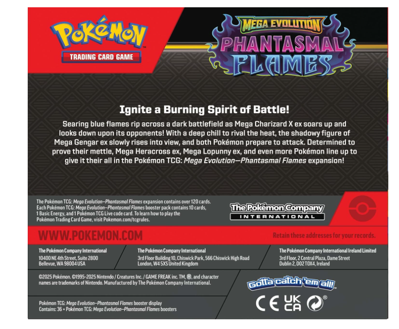 Pokemon TCG: Mega Evolutions Phantasmal Flames Booster Display Box