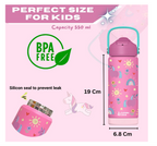 Lullaby Land 550ml Stainless Steel Kids Water Bottle – Unicorn Pink, BPA-Free