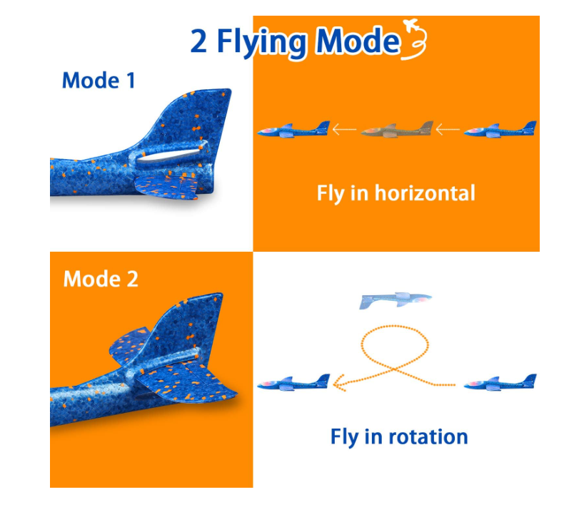 2-Pack LED Foam Airplane Toy, 17.5"