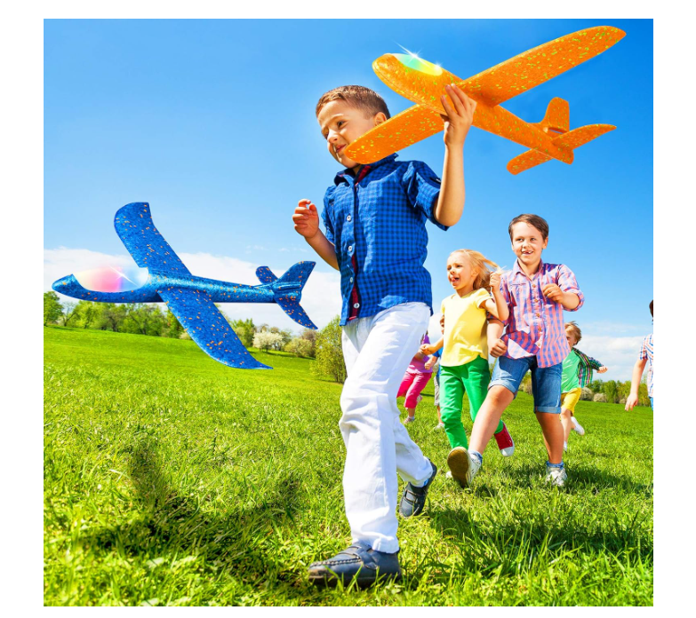 2-Pack LED Foam Airplane Toy, 17.5"