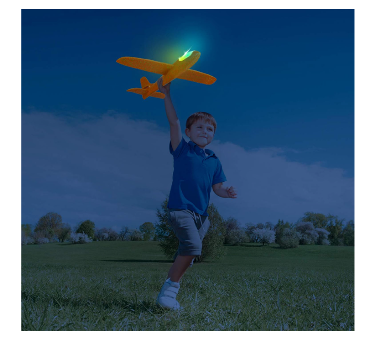 2-Pack LED Foam Airplane Toy, 17.5"