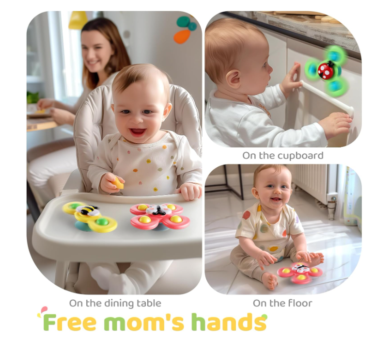 ALASOU Suction Cup Spinner Toys (3 PCS) for Toddlers