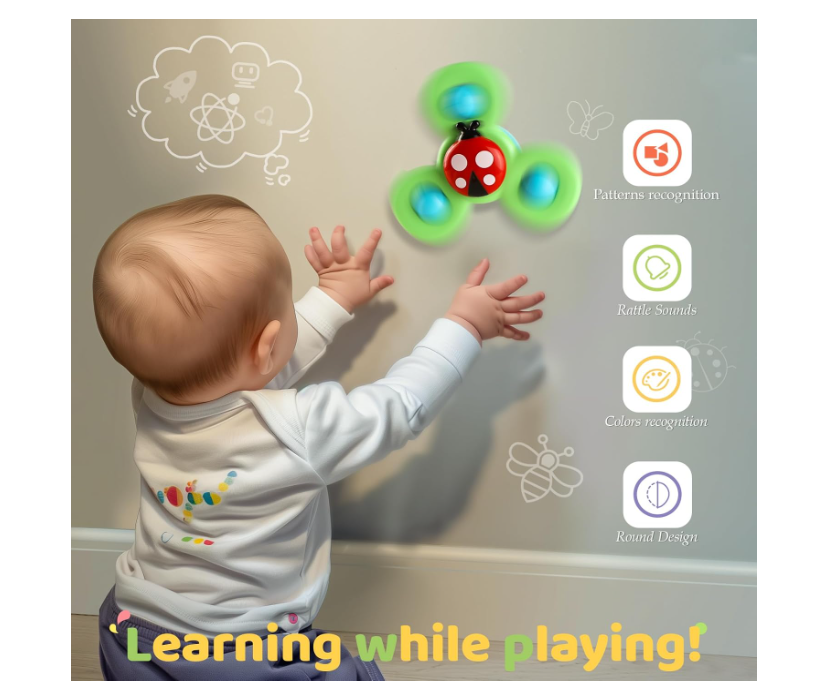 ALASOU Suction Cup Spinner Toys (3 PCS) for Toddlers
