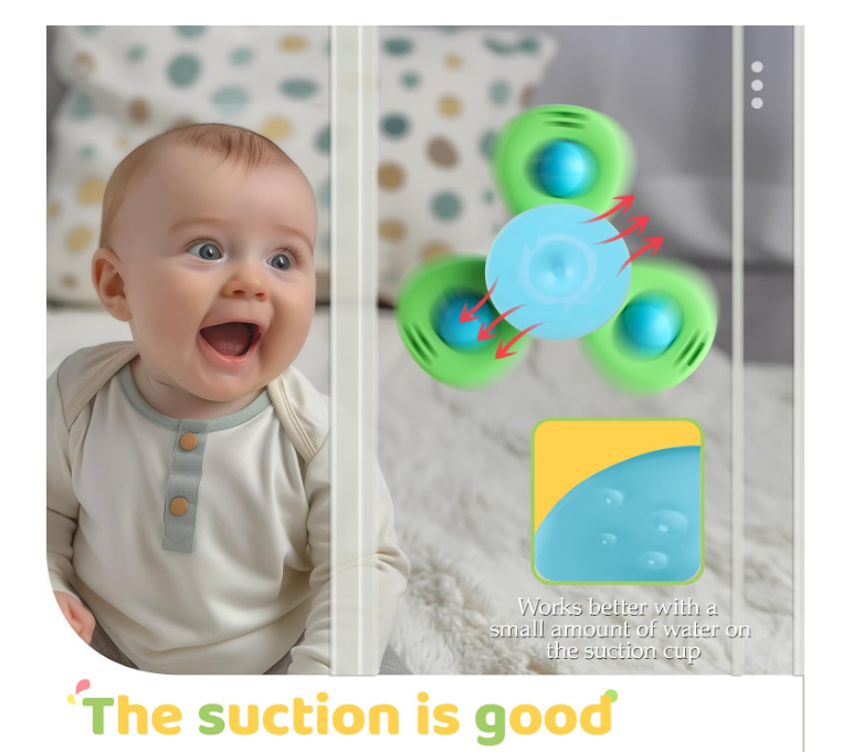 छोटे बच्चों के लिए ALASOU सक्शन कप स्पिनर खिलौने (3 पीस)