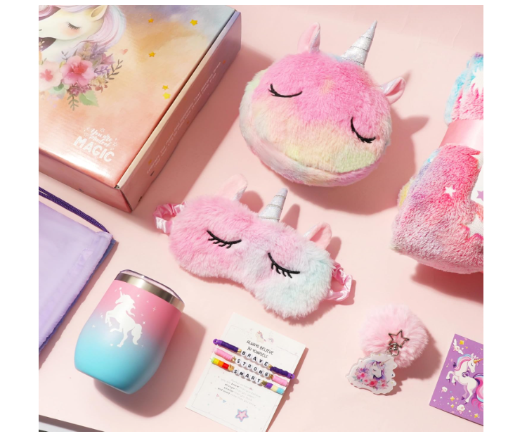 4 से 10 वर्ष की लड़कियों के लिए ब्यूटी कलरफुल यूनिकॉर्न गिफ्ट बॉक्स सेट