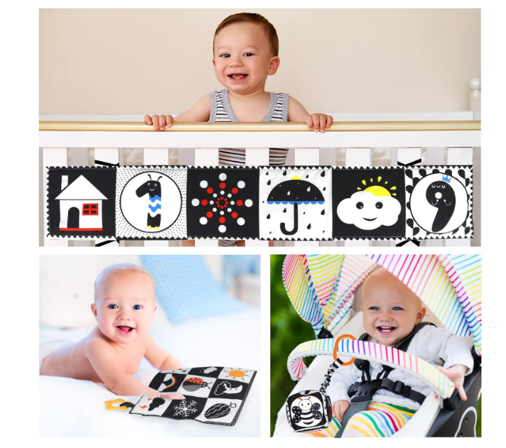 **KUANGO High-Contrast Baby Toys Set – 3-Piece Montessori Sensory Books for Newborns**