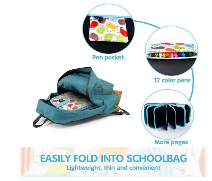 Mumoo Bear Erasable Doodle Book – Portable Drawing Pad for Kids (Blue)