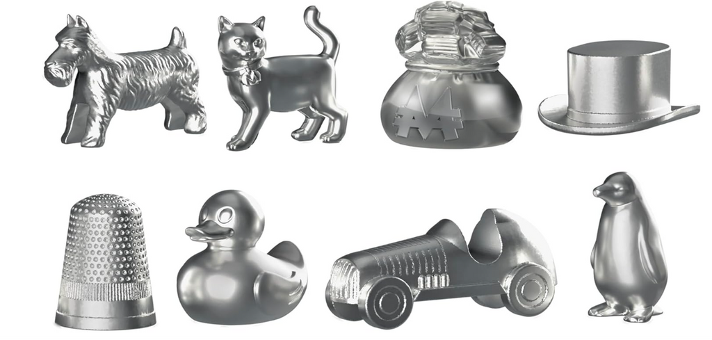 मोनोपोली गेम, 2 से 6 खिलाड़ियों के लिए पारिवारिक बोर्ड गेम, 8 वर्ष और उससे अधिक आयु के बच्चों के लिए बोर्ड गेम, 8 टोकन शामिल हैं