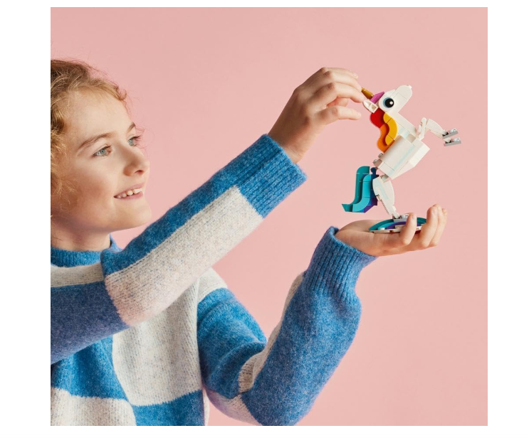 LEGO 31140 Creator 3 in 1 Magical Unicorn Toy to Seahorse to Peacock, Rainbow Animal Figures, Unicorn Gift for Girls and Boys, Buildable Toys
