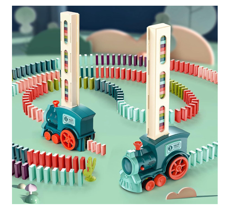 NC Kid’s 60-Piece Domino Train Blocks for Kids 3–8