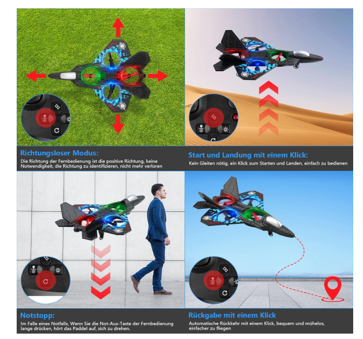 AWH Henakmsl RC एरोप्लेन 2.4GHz रिमोट कंट्रोल एरोप्लेन L0712 क्वाडकॉप्टर फ्लोटिंग फाइटर प्लेन RTF शुरुआती लोगों, बच्चों और वयस्कों के लिए, रंगीन लाइटों वाला खिलौना एरोप्लेन, USB चार्जिंग सुविधा।