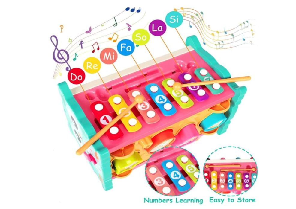 8 in 1 Toddler Activity Cube, Baby Montessori Developmental Toy Fine Motor Skills,Educational Hammering Toys Sensory Fishing Games Xylophone Shape Sorter Busy Toy for 1 2 3 4 Year Old Boy Girl Gift