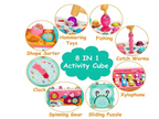 مكعب أنشطة ٨ في ١ للأطفال الصغار، لعبة مونتيسوري لتنمية المهارات الحركية الدقيقة، ألعاب تعليمية بالدق والضرب، ألعاب صيد حسية، لعبة إكسيليفون، لعبة فرز الأشكال، لعبة مسلية للأطفال من عمر ١ إلى ٤ سنوات، هدية مثالية للأولاد والبنات