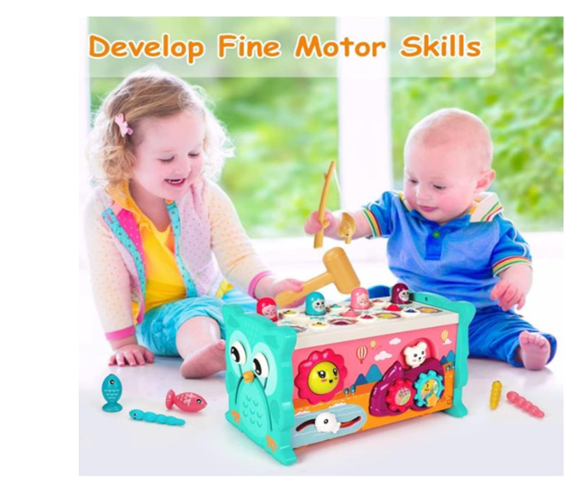 8 in 1 Toddler Activity Cube, Baby Montessori Developmental Toy Fine Motor Skills,Educational Hammering Toys Sensory Fishing Games Xylophone Shape Sorter Busy Toy for 1 2 3 4 Year Old Boy Girl Gift
