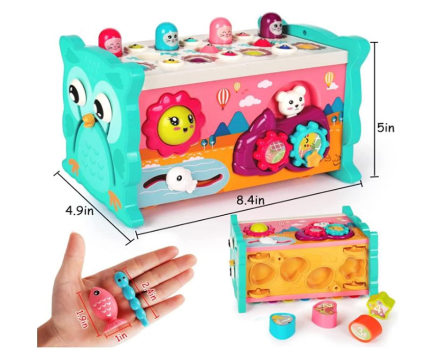 مكعب أنشطة ٨ في ١ للأطفال الصغار، لعبة مونتيسوري لتنمية المهارات الحركية الدقيقة، ألعاب تعليمية بالدق والضرب، ألعاب صيد حسية، لعبة إكسيليفون، لعبة فرز الأشكال، لعبة مسلية للأطفال من عمر ١ إلى ٤ سنوات، هدية مثالية للأولاد والبنات