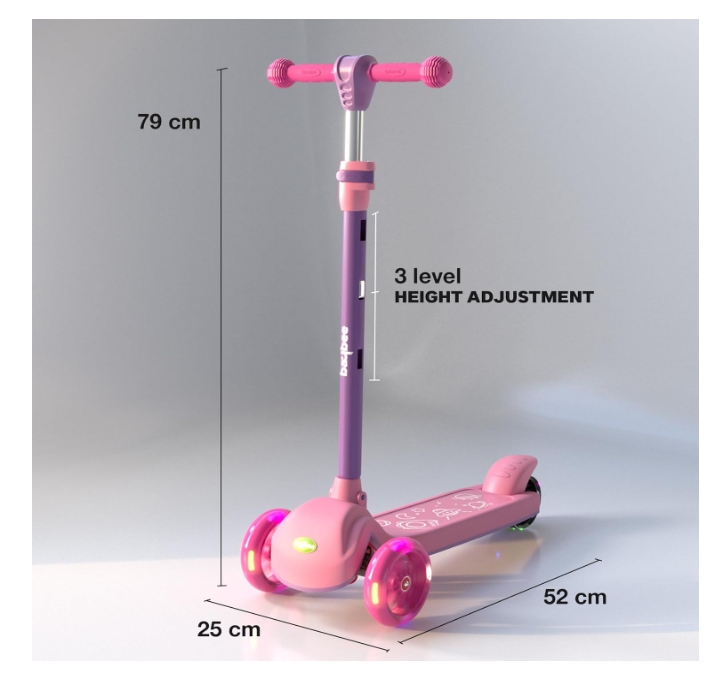 बेबी ब्लेज़ स्टॉर्म स्केट स्कूटर बच्चों के लिए | 3 पहियों वाला स्कूटर, ऊंचाई में 4 बार एडजस्ट होने वाला हैंडल | एलईडी पीयू व्हील्स और रियर ब्रेक के साथ | 3 से 8 साल के बच्चों (लड़के और लड़कियां) के लिए रनर स्कूटर
