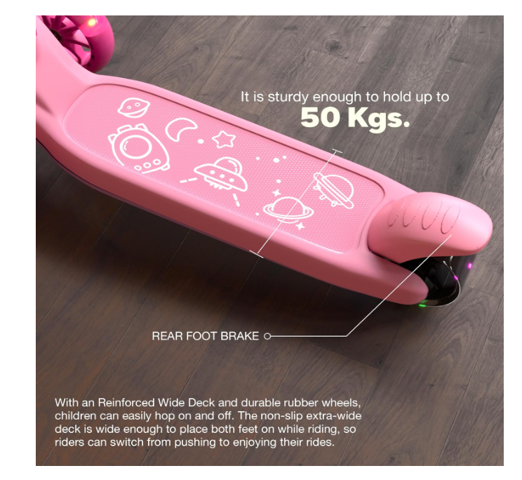 बेबी ब्लेज़ स्टॉर्म स्केट स्कूटर बच्चों के लिए | 3 पहियों वाला स्कूटर, ऊंचाई में 4 बार एडजस्ट होने वाला हैंडल | एलईडी पीयू व्हील्स और रियर ब्रेक के साथ | 3 से 8 साल के बच्चों (लड़के और लड़कियां) के लिए रनर स्कूटर