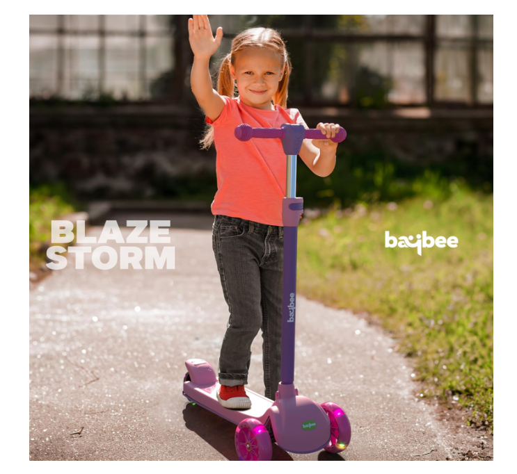 बेबी ब्लेज़ स्टॉर्म स्केट स्कूटर बच्चों के लिए | 3 पहियों वाला स्कूटर, ऊंचाई में 4 बार एडजस्ट होने वाला हैंडल | एलईडी पीयू व्हील्स और रियर ब्रेक के साथ | 3 से 8 साल के बच्चों (लड़के और लड़कियां) के लिए रनर स्कूटर